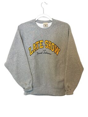 Vintage Lee Late Show with David Letterman Sweatshirt Gray Cross Grain Sz M